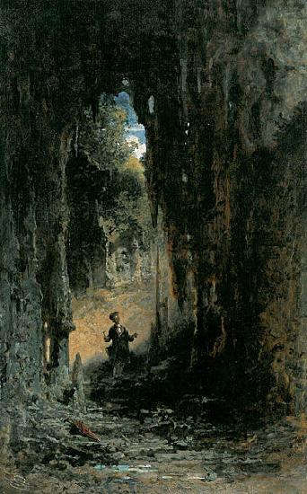 Carl Spitzweg Der Mineraloge in der Grotte France oil painting art